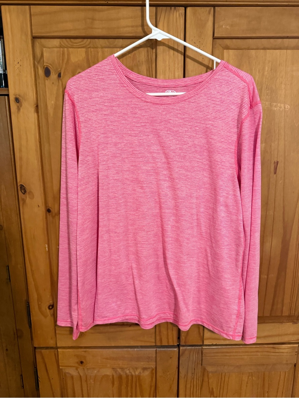 Athletic Works Pink Heathered Crew Neck Long Sleeve Tee